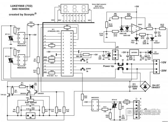 Принципиальная схема управления термофеном паяльной станции Lukey 702